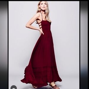 Free People Extratropical Maxi Dress Burgundy sz L